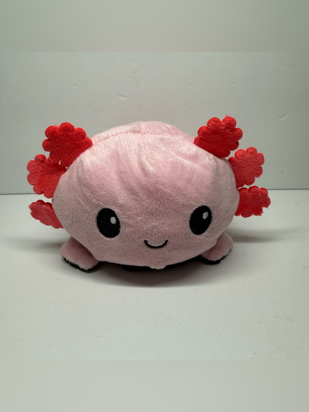TeeTurtle Reversible Axolotl Pink & Black Moody Stuffed Animal 6” Soft Plush Toy